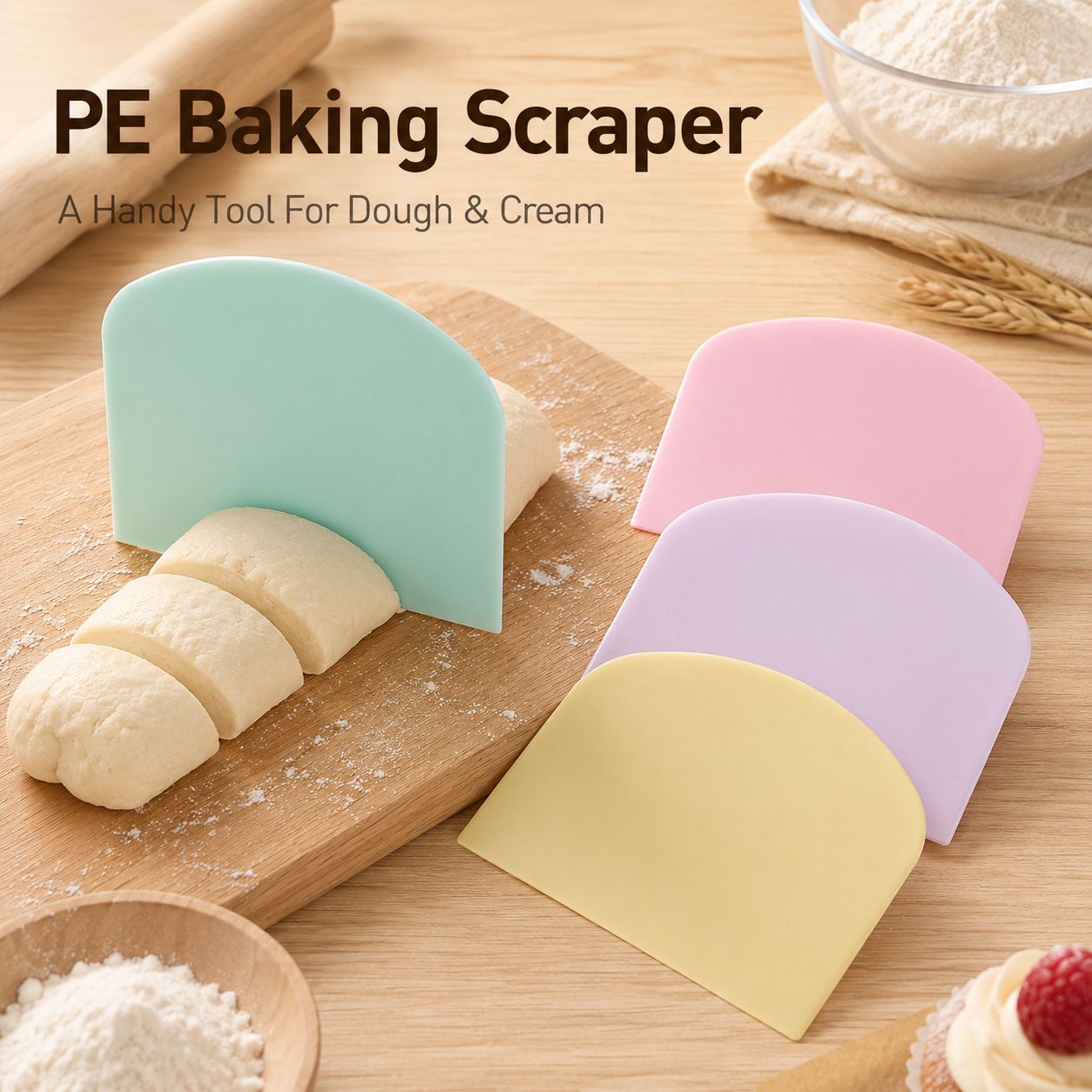 Dough Scraper Curved - Flexible PE Dough Scraper, Baking Bench