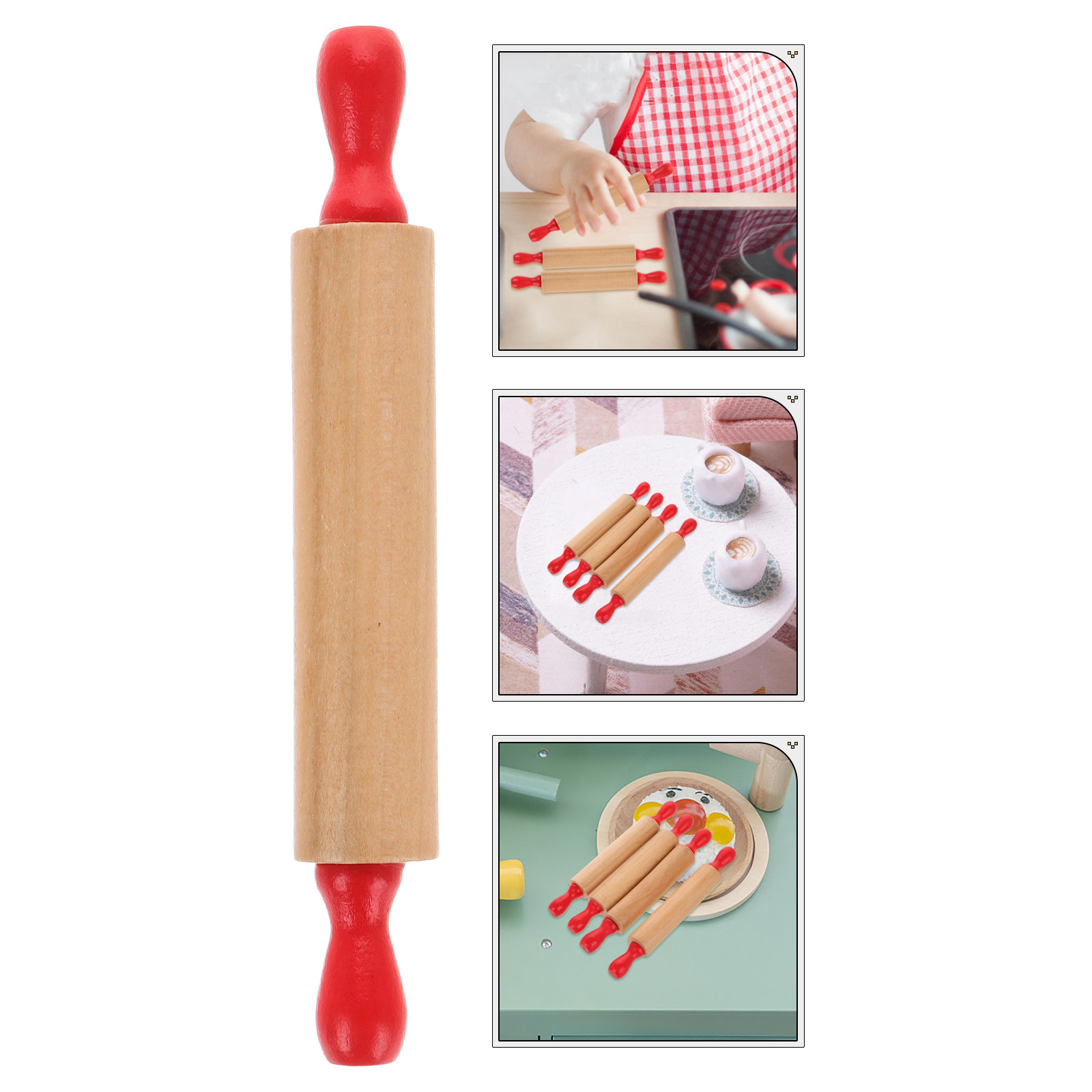 4Pcs Kids Rolling Pin Small Wo - Baking Kitchen For Kids incelemesi ve fiyatı