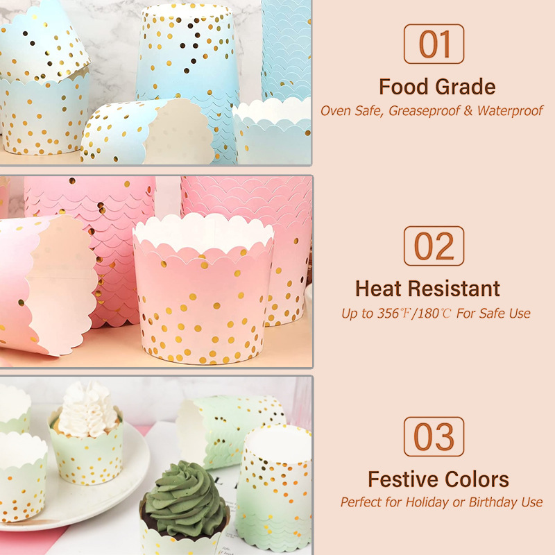 50Pcs Gold Dots Paper Baking C - Kitchen Baking Paper incelemesi ve fiyatı