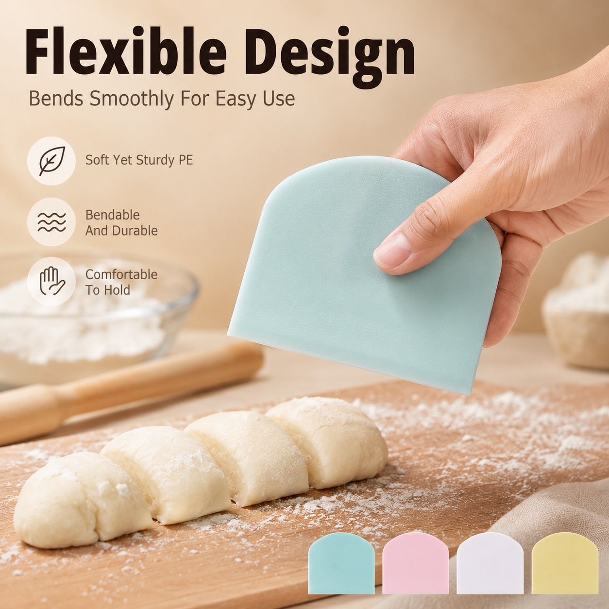 Flexible PE Dough Scraper, Bak - Dough Scraper Curved incelemesi ve fiyatı