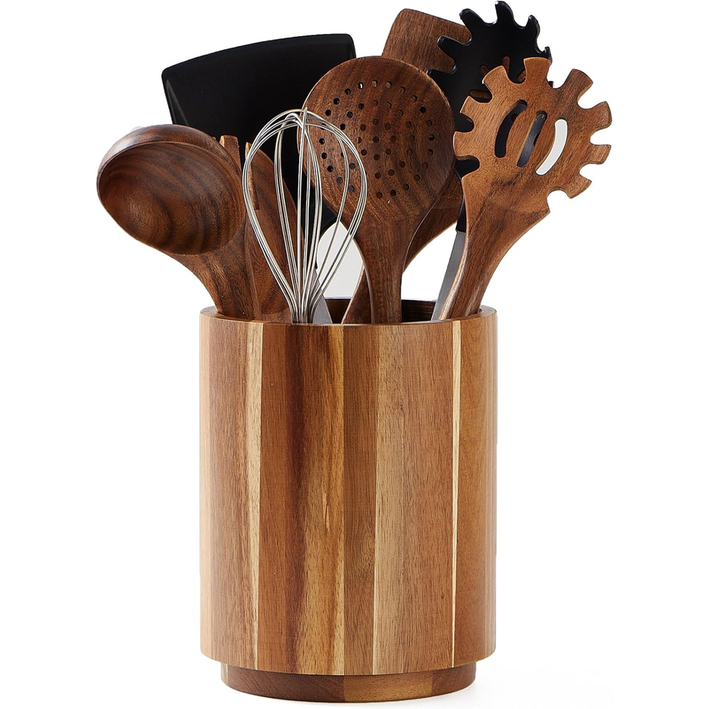 Acacia Wood Utensil Holder for - Kitchen Utensils incelemesi ve fiyatı