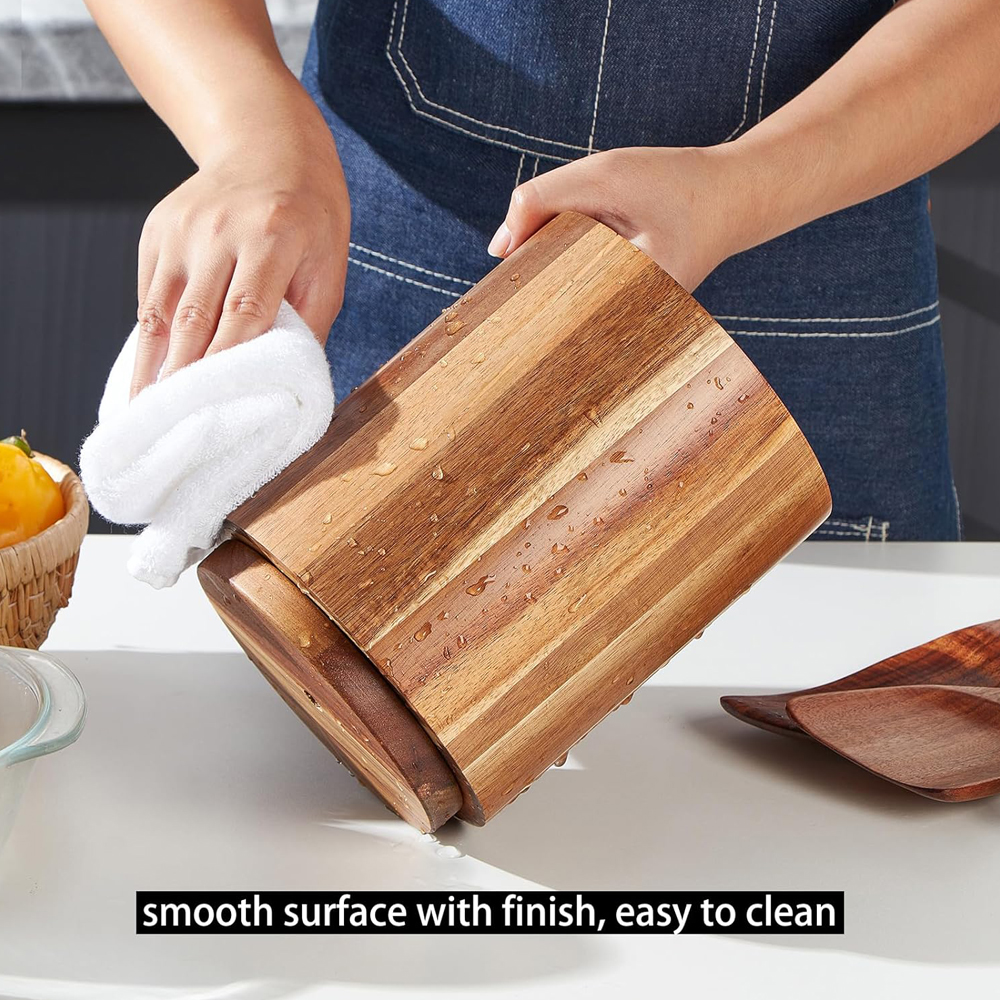 Acacia Wood Utensil Holder for - Kitchen Utensils incelemesi ve fiyatı