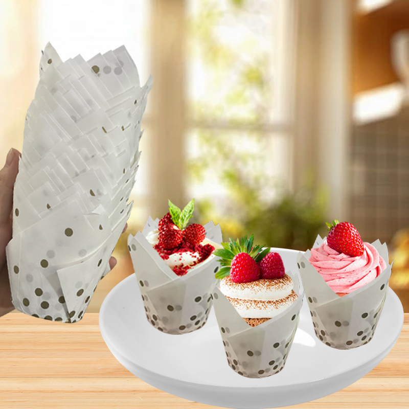 50Pcs/100Pcs Gold Dot Tulip Ca - Kitchen Baking Paper incelemesi ve fiyatı